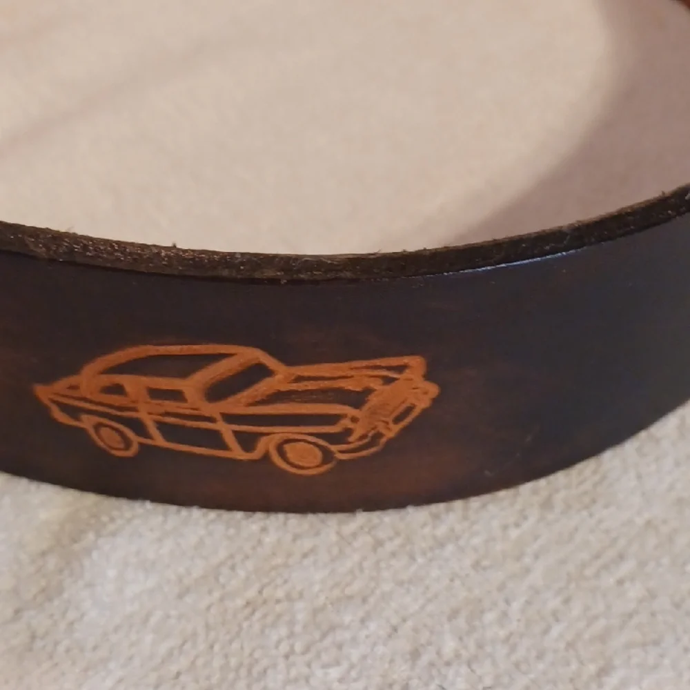 Dark Brown Leather Belt Chevrolet Hand Tooled Leather Belt Size 38